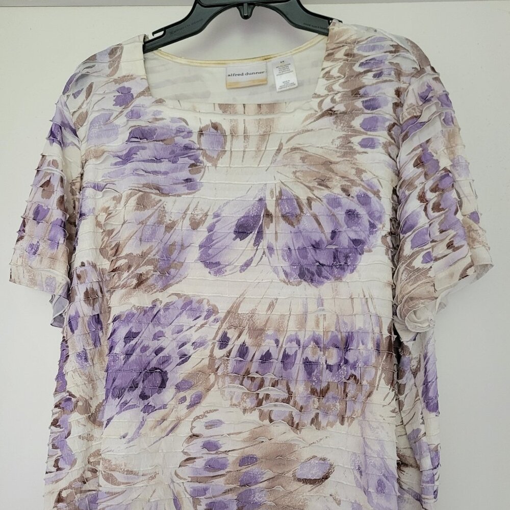 Alfred Dunner Women's Short Sleeve ruffled top
